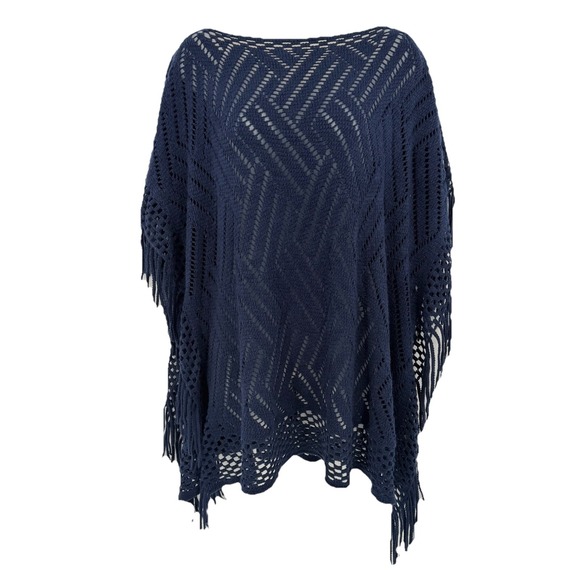 Y2K Beaded Crochet Fringe Poncho (S/M)